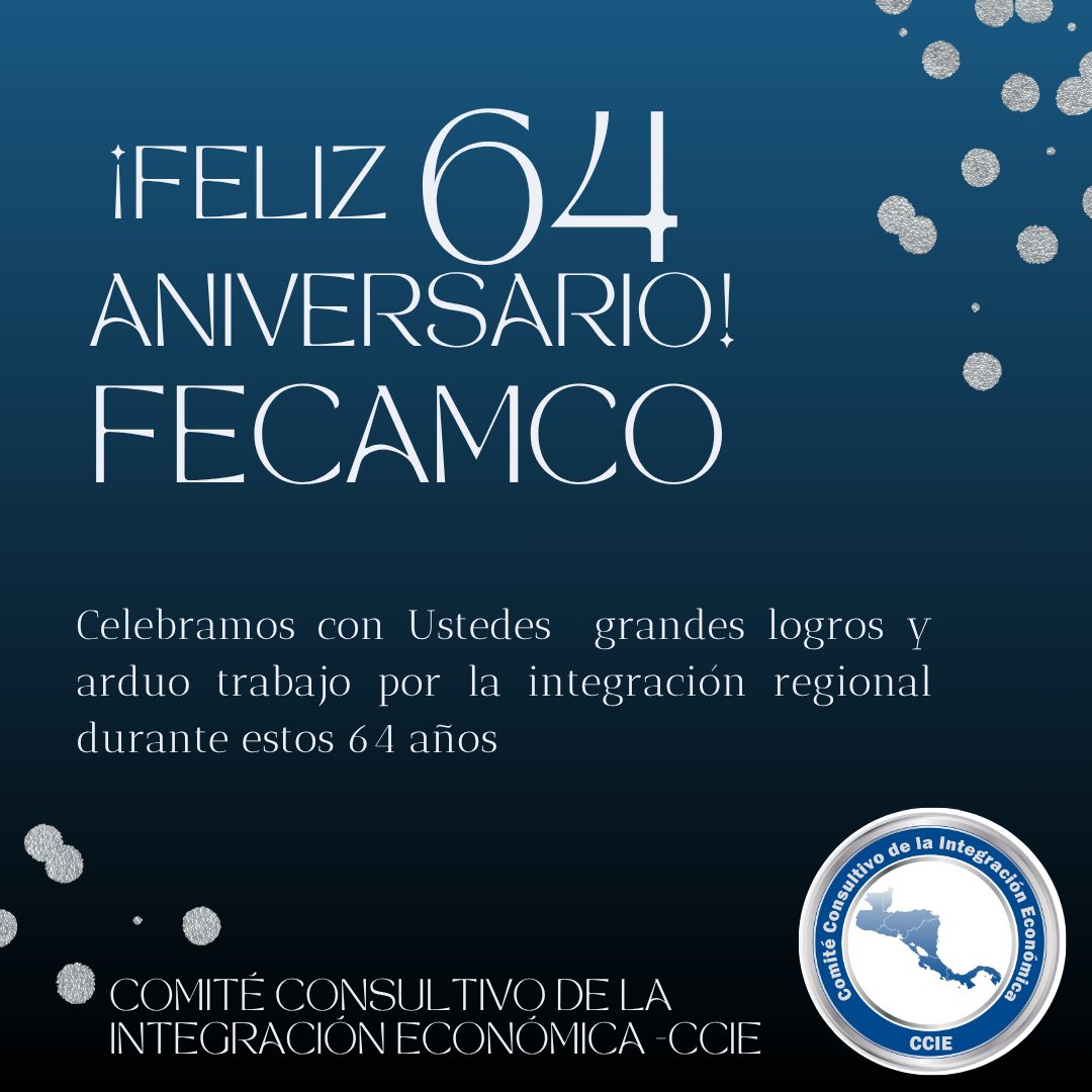 <a href="/CCIE_CA/">CCIE</a> felicita a @FECAMCO y sus Cámaras, por estos 64 años de trabajo en pro de la región centroamericana.