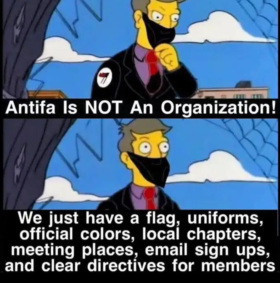 mclev80's tweet photo. @joncoopertweets Thought Antifa wasn’t a thing? 🤔 https://t.co/wKkrPYsMv7