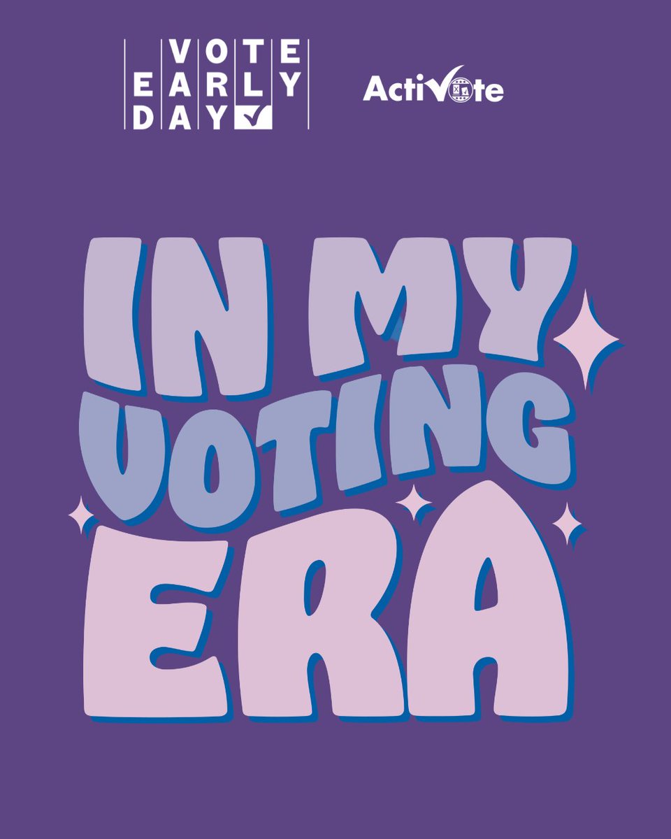 ActiVoteUS's tweet image. Celebrate @voteearlyday — October 28, 2025!

Make your voice heard before Election Day by voting early in person or by mail.

Early voting makes participating easier, more flexible, and helps you avoid Election Day lines.