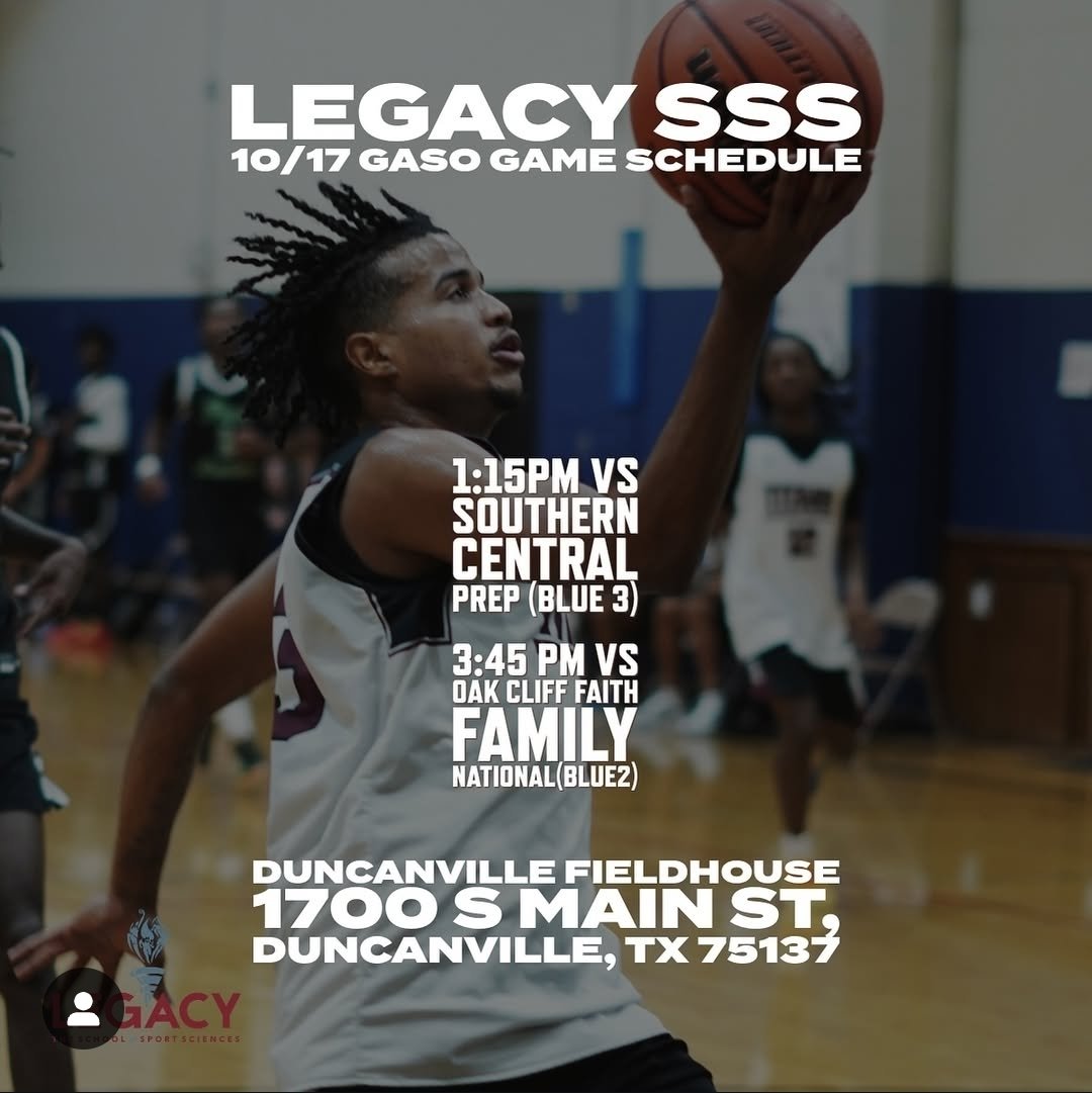 Legacy Athletics 🤙🏾 (@lssstitans) on Twitter photo National <a href="/MbbTitans/">LegacyTitansMBB🏀</a> will head to Duncanville this weekend for <a href="/TexasHoopsGASO/">TexasHoops/GASO 🔗</a>!  🏀🔥🏀
1:15  pm  🆚️ Southern Central Prep
3:45 pm 🆚️ Oak Cliff Faith Family
📸 izzy.photography National <a href="/MbbTitans/">LegacyTitansMBB🏀</a> will head to Duncanville this weekend for <a href="/TexasHoopsGASO/">TexasHoops/GASO 🔗</a>!  🏀🔥🏀
1:15  pm  🆚️ Southern Central Prep
3:45 pm 🆚️ Oak Cliff Faith Family
📸 izzy.photography
