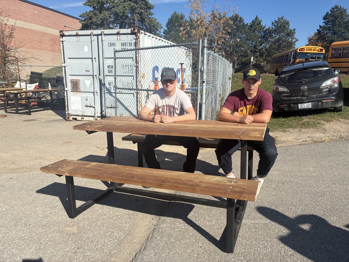 Our <a href="/StPeterCSS/">St. Peter's C.S.S.</a> Grade 12 Manufacturing students in full swing working on picnic tables for their elementary schools. <a href="/stmartinschoole/">St.Martin School</a> is the latest to receive one from some former graduates! They look great and are built to last!