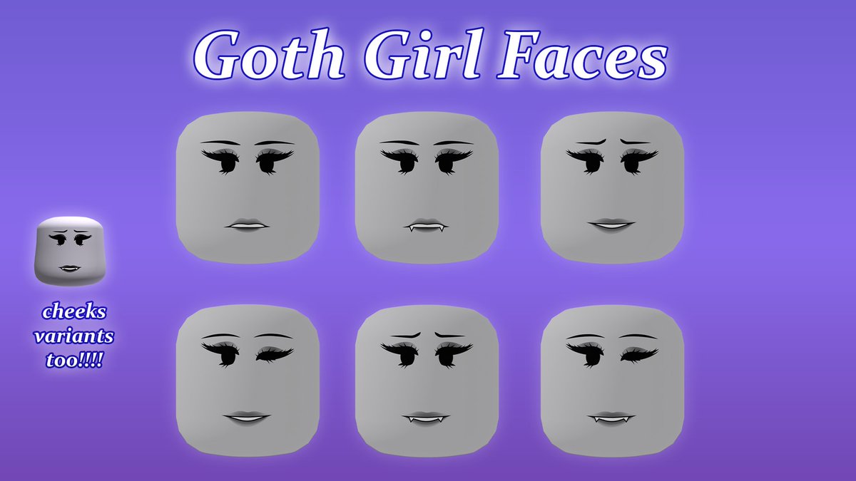 lluma3D's tweet image. Released new goth girl faces!!

Available under Cloud Coalition!!

#Roblox #RobloxUGC #RobloxDev
