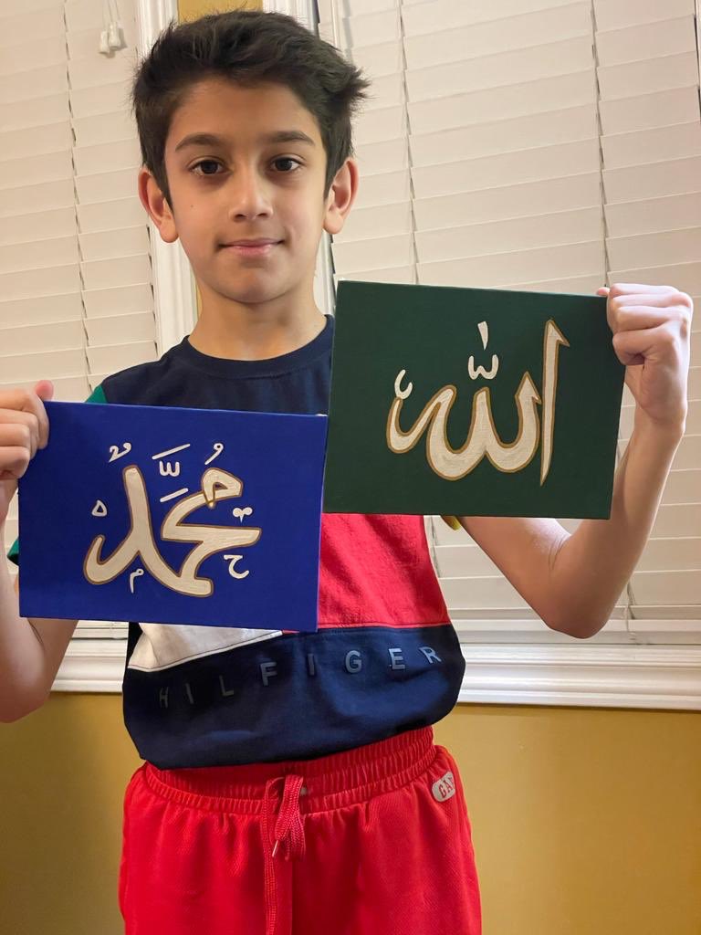 پانچ سال پہلے میرے نکے بیٹے کی کیلیگرافی! ❤️