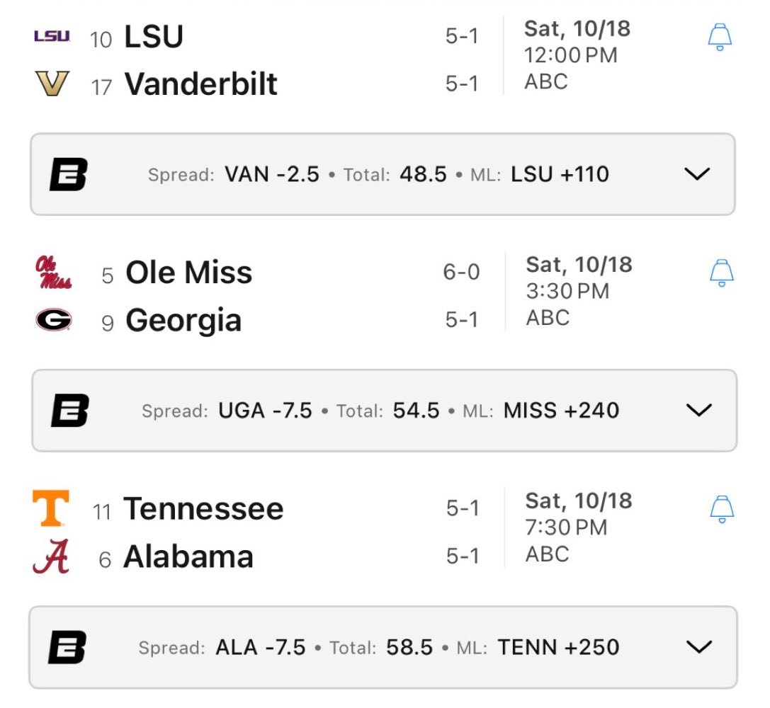 woodyVSworld's tweet image. There are three ranked SEC matchups this weekend. Anyone want to bet all six teams somehow stay ranked afterward?