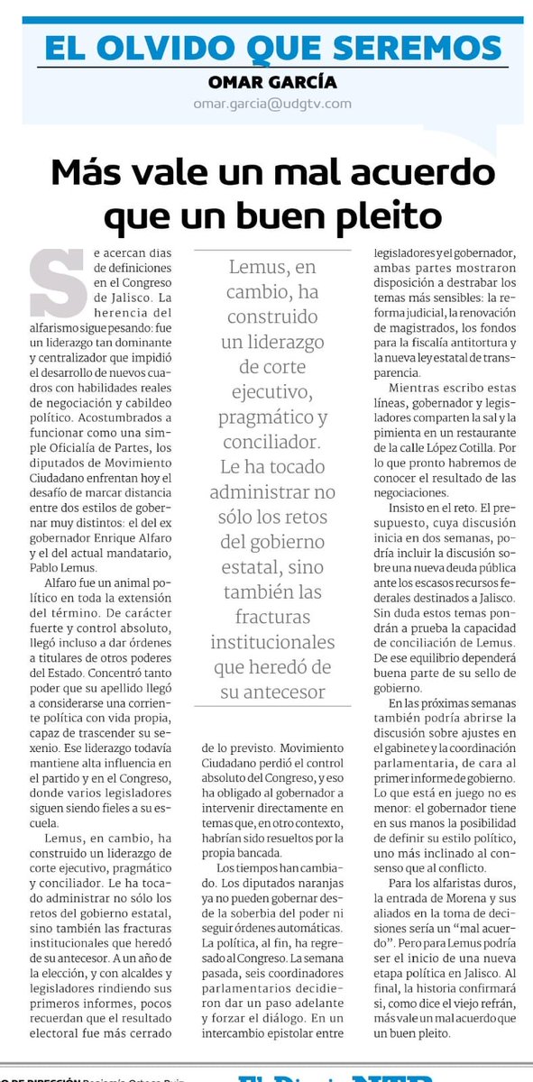 Por soberbios, hoy perdieron un magistrado. Dice una máxima que la política no es para el que le gusta, sino para el que le entiende. 
Va de nuevo la columna que publiqué esta mañana en <a href="/NTRGuadalajara/">El Diario NTR Guadalajara</a>