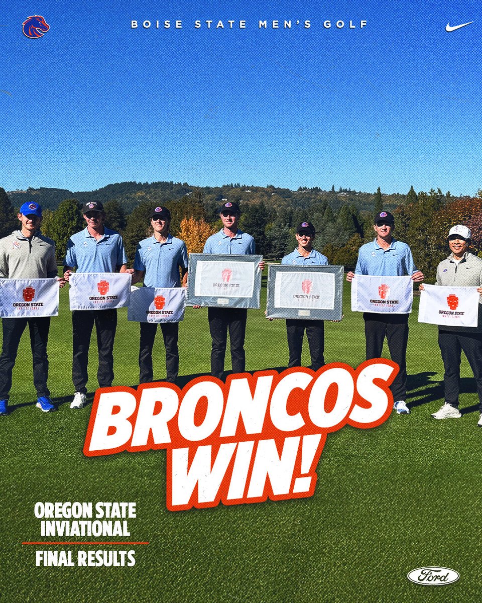 BroncoSportsMGF's tweet photo. Winner’s circle. 

Our victory in the Oregon State Invitational represents the 19th team tournament win program history.

📰 https://t.co/hbqP6X5XkF

#WhatsNext | #BleedBlue https://t.co/VrHMfkDLRT