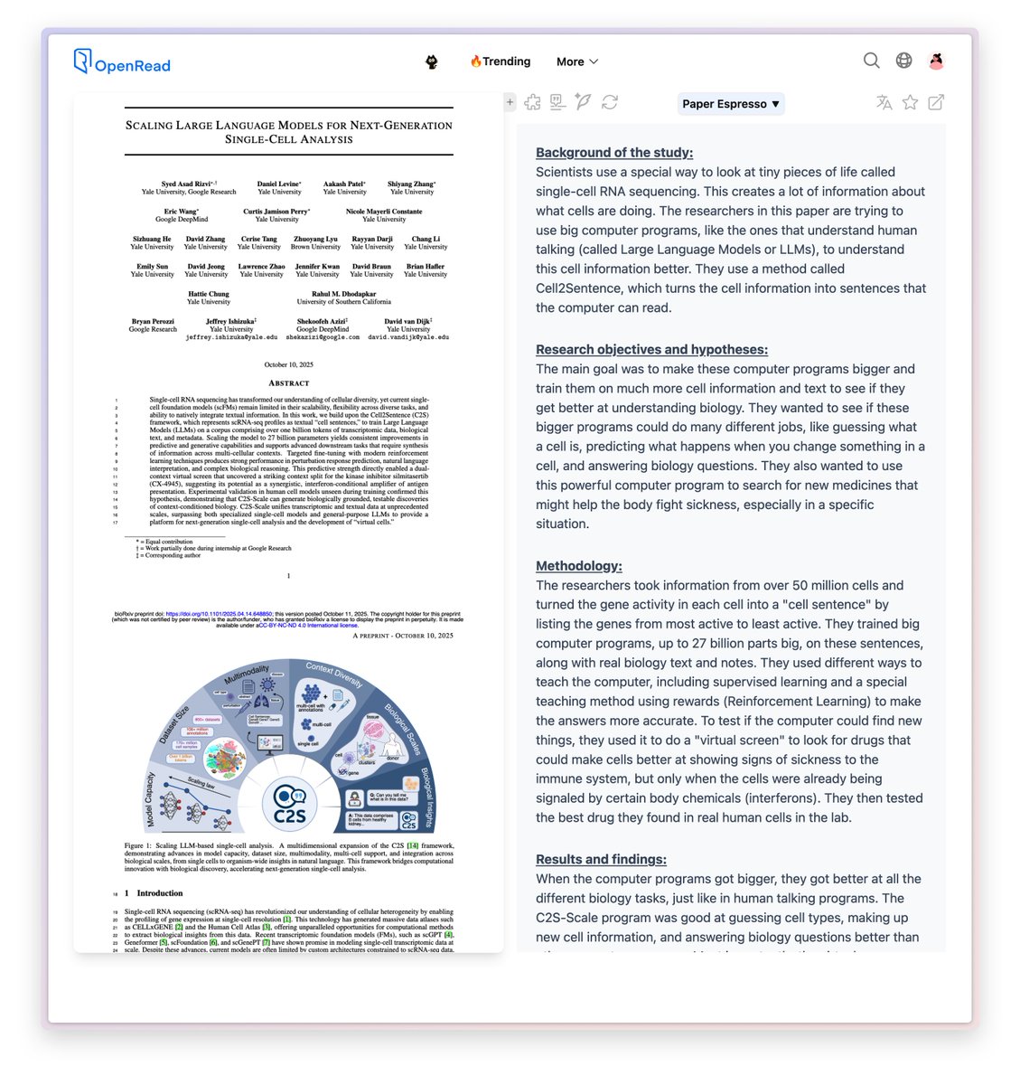 <a href="/IterIntellectus/">vittorio</a> The paper behind it:

Scientists use a special way to look at tiny pieces of life called single-cell RNA sequencing. This creates a lot of information about what cells are doing. 

The researchers in this paper are trying to use big computer programs, like the ones that