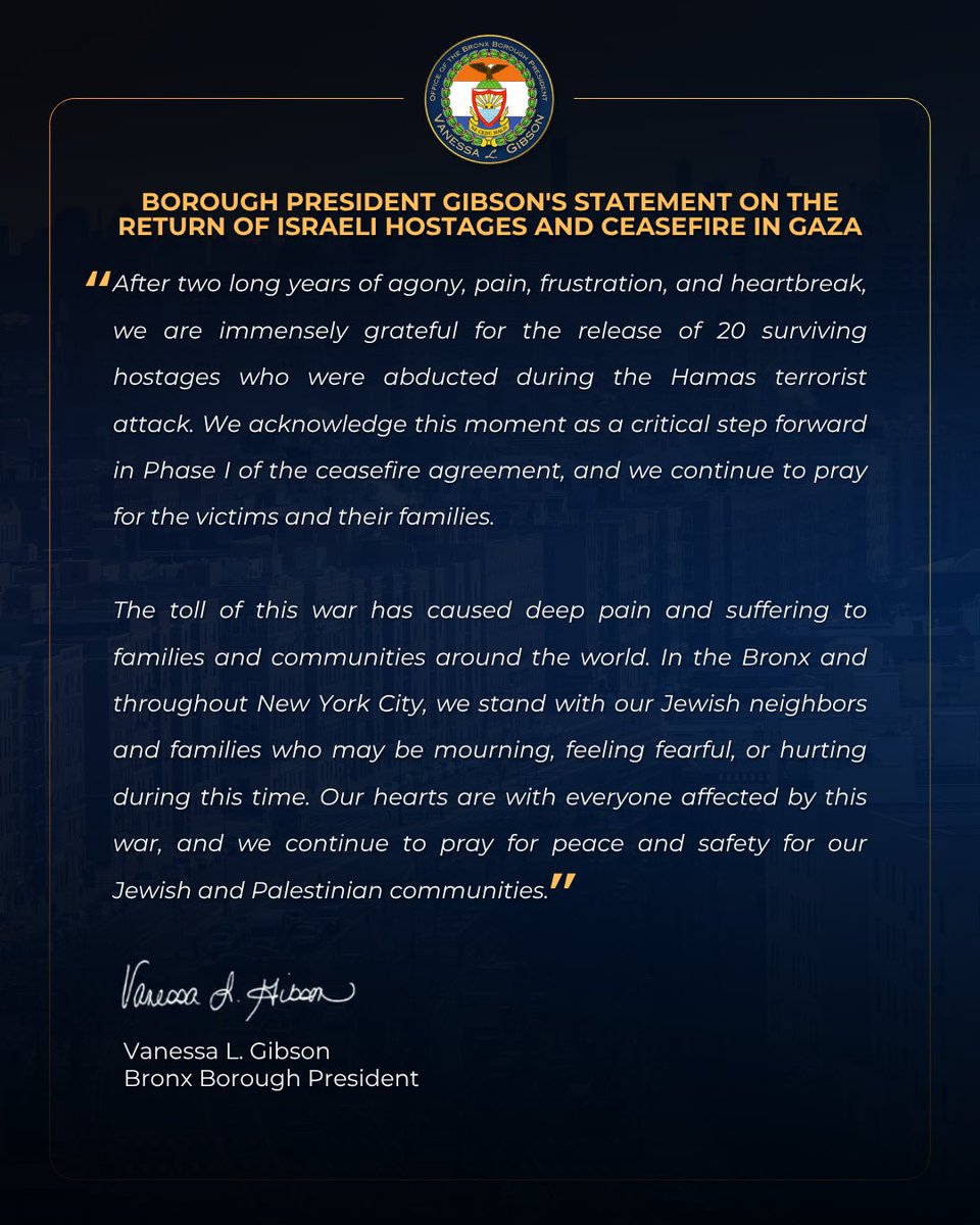 After two long years of agony, pain, frustration, and heartbreak, we are immensely grateful for the release of 20 surviving hostages who were abducted during the Hamas terrorist attack.

Read our full statement below ⬇️