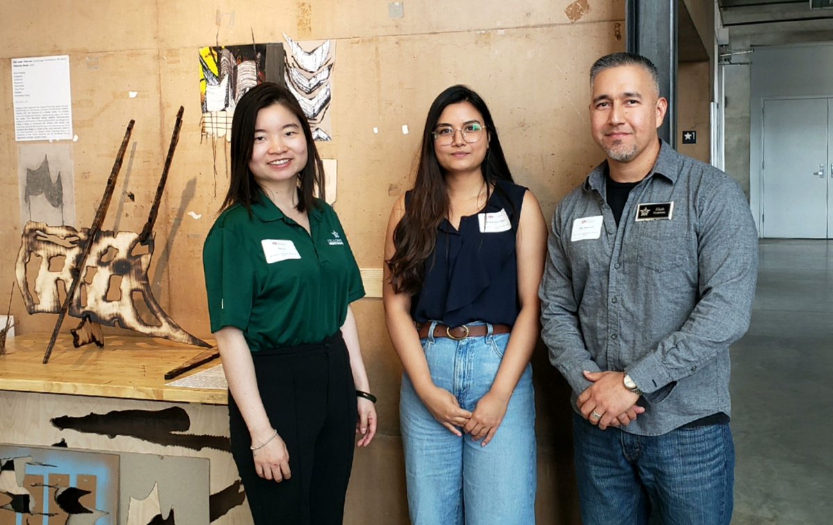 Last month, the UNM Landscape Architecture-Yellowstone Landscape award was presented to Elisha Tamrakar at the UNM School of Architecture + Planning - Larry &amp; Dorothy Rainosek Family Gallery. Two of our designers, Pei Li &amp; Eliah Guerrero  attended to help Elisha celebrate!