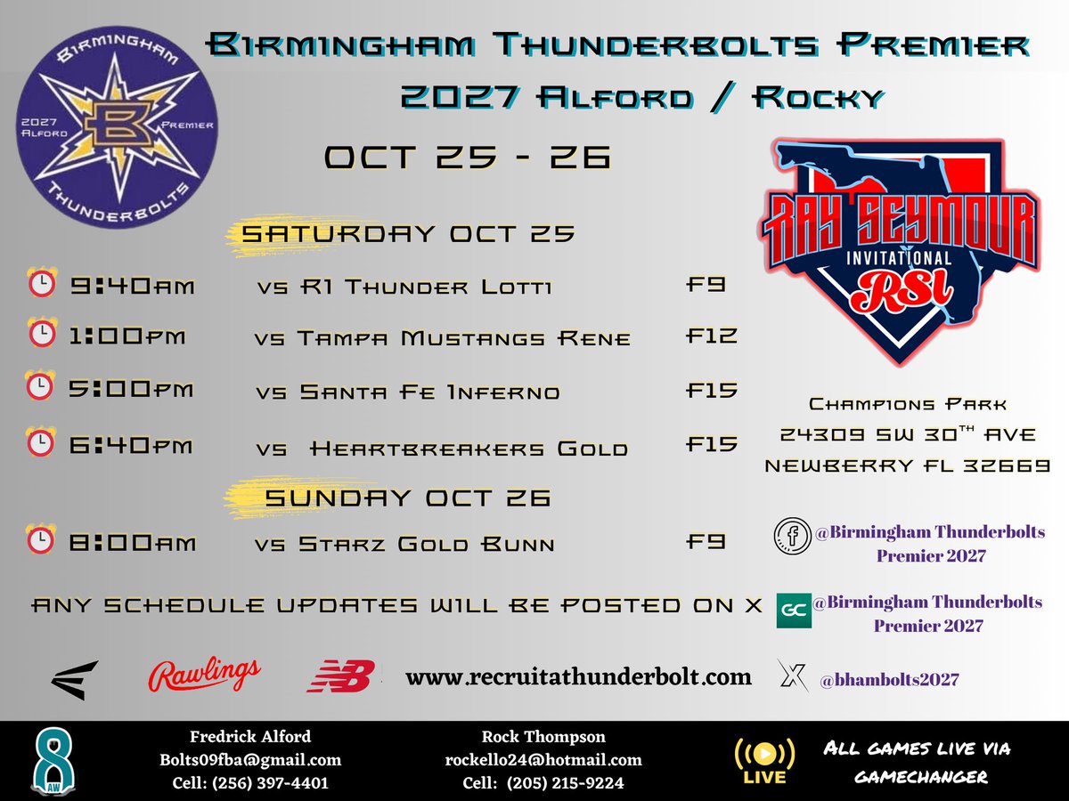 Let's go! Come watch us play at Champions Park next weekend!

<a href="/CoastRecruits/">Coast 2 Coast Recruits</a> 
<a href="/D1Softball/">D1Softball</a> 
<a href="/FastpitchAthRec/">Fastpitch Athlete Recruits</a> 
<a href="/SunilSportsNews/">Sports News By Sunil Sunder Raj</a> 
<a href="/gatorjack72/">Girls In The Game</a>