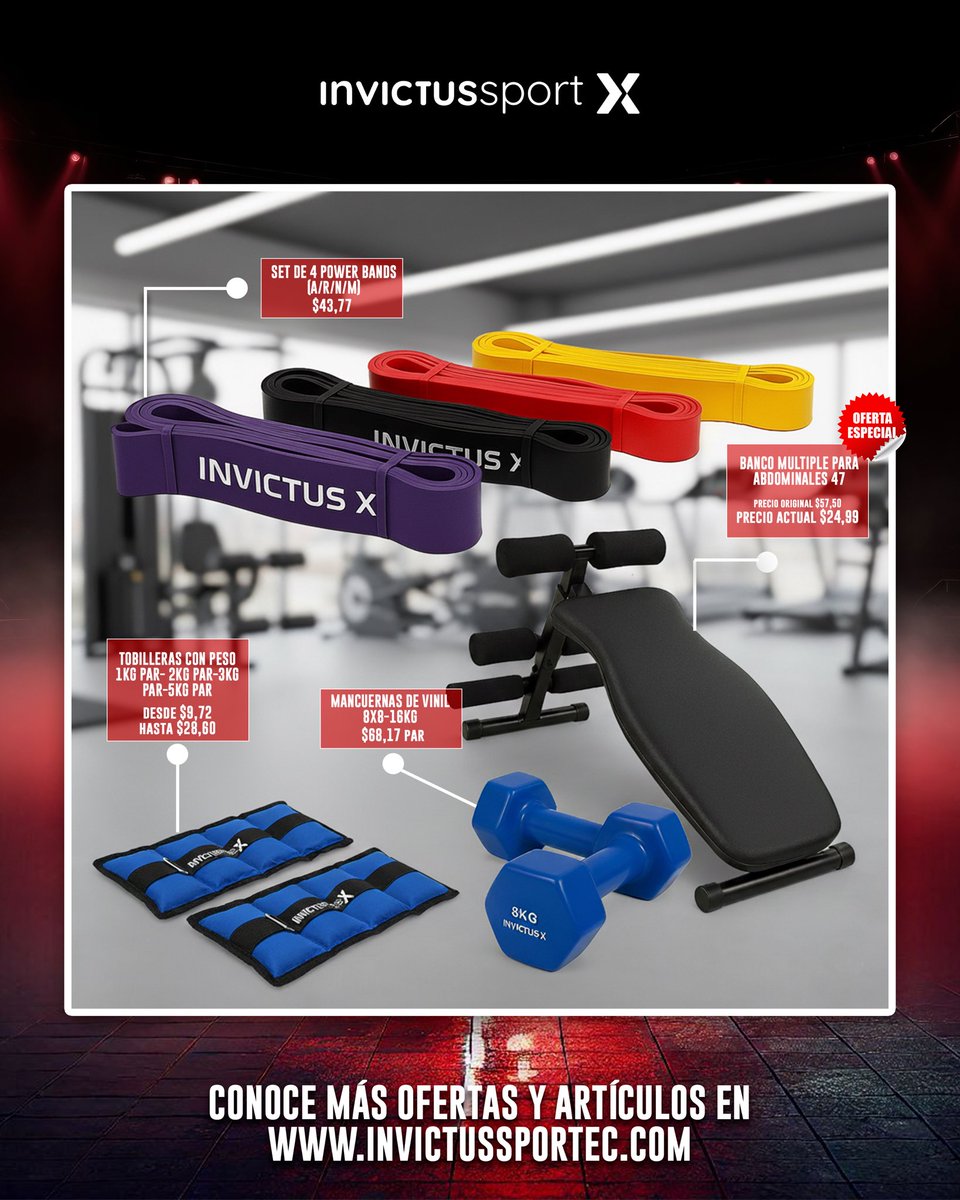🔥 ¡Ofertas que te ponen en forma!
Aprovecha descuentos especiales en equipos Invictus Sport X:
bancos, bandas, mancuernas y más 💥

💻 Ingresa ya a invictussportec.com

#deportes #sports #sportsec