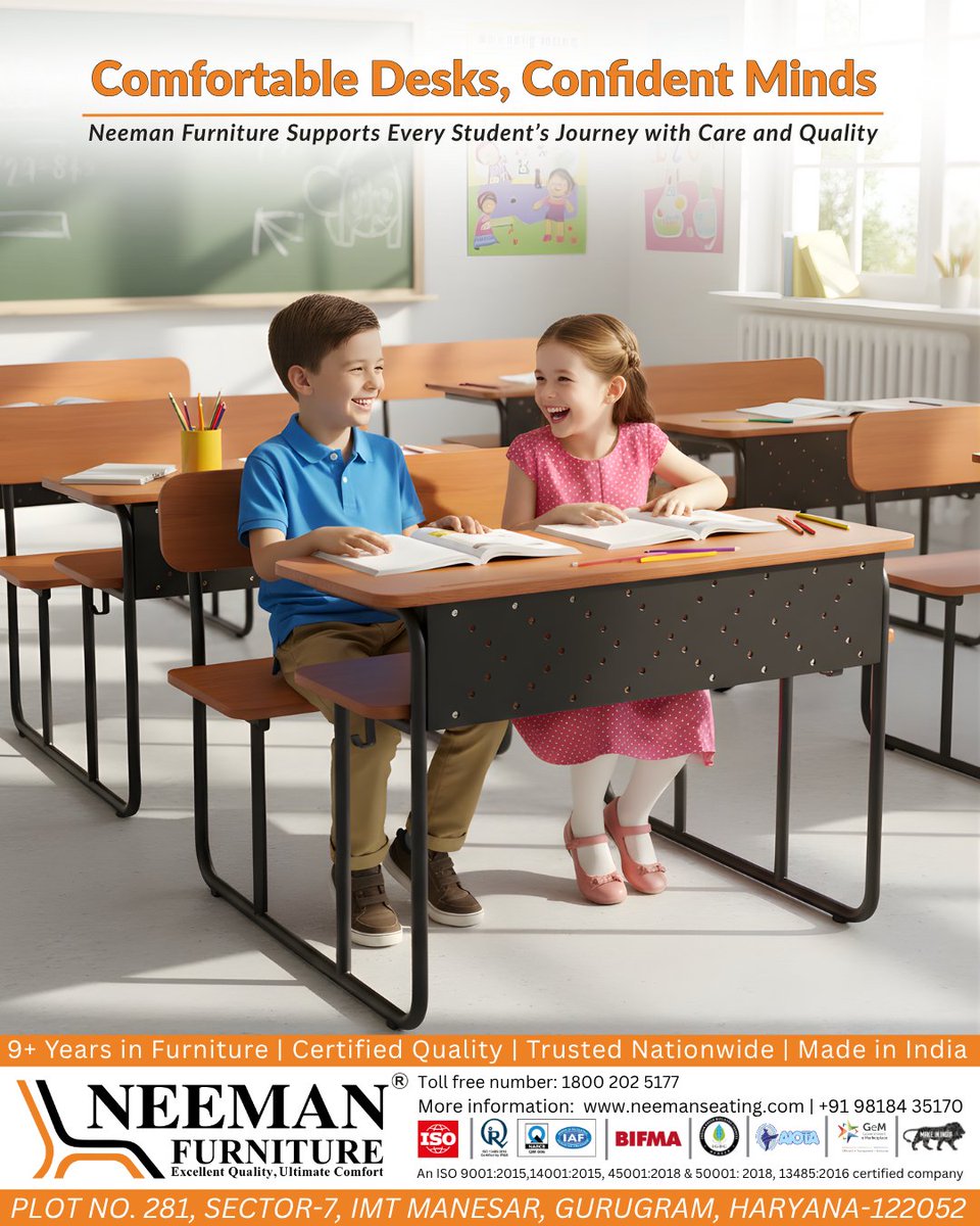 Neemanfurniture's tweet image. Comfortable Desks, Confident Minds
Neeman Furniture Supports Every Student’s Journey with Care and Quality.
#NeemanFurniture #StudentDesk #StudySpace #StudyGoals #WorldFoodDay
