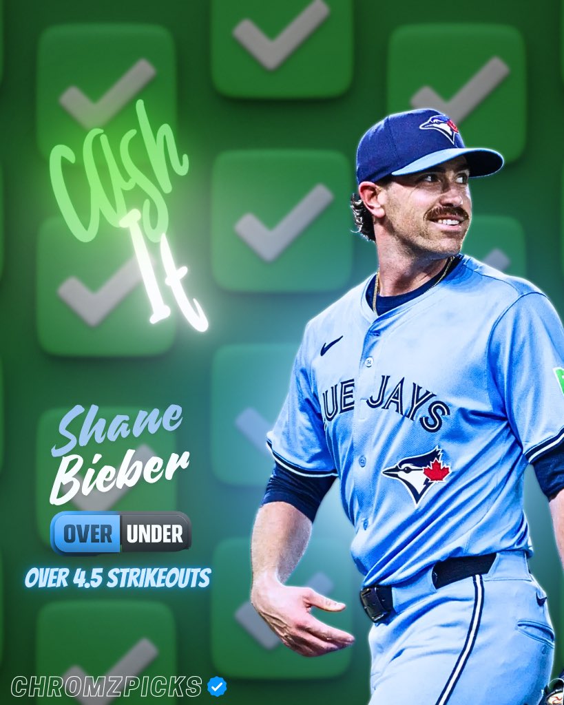 ChromzPicks's tweet photo. SHANE BIEBER OVER  4.5 STRIKEOUTS✅
 
SHANE EASILY CASHES THIS LINE IN 3 INNINGS PERFECT READ📚🧙‍♀️

DROP A 💚 IF TAILED https://t.co/2IwOlnGvCJ