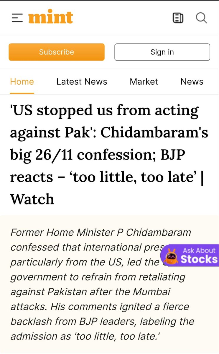 HPhobiaWatch's tweet image. Oh really?
Says a leader from a party that couldn’t avenge the deaths of its own countrymen because the US didn’t agree and prohibited an attack on Pakistan.
Your own party’s senior leader and former Home Minister P. Chidambaram has clearly exposed how cowardly you and your…