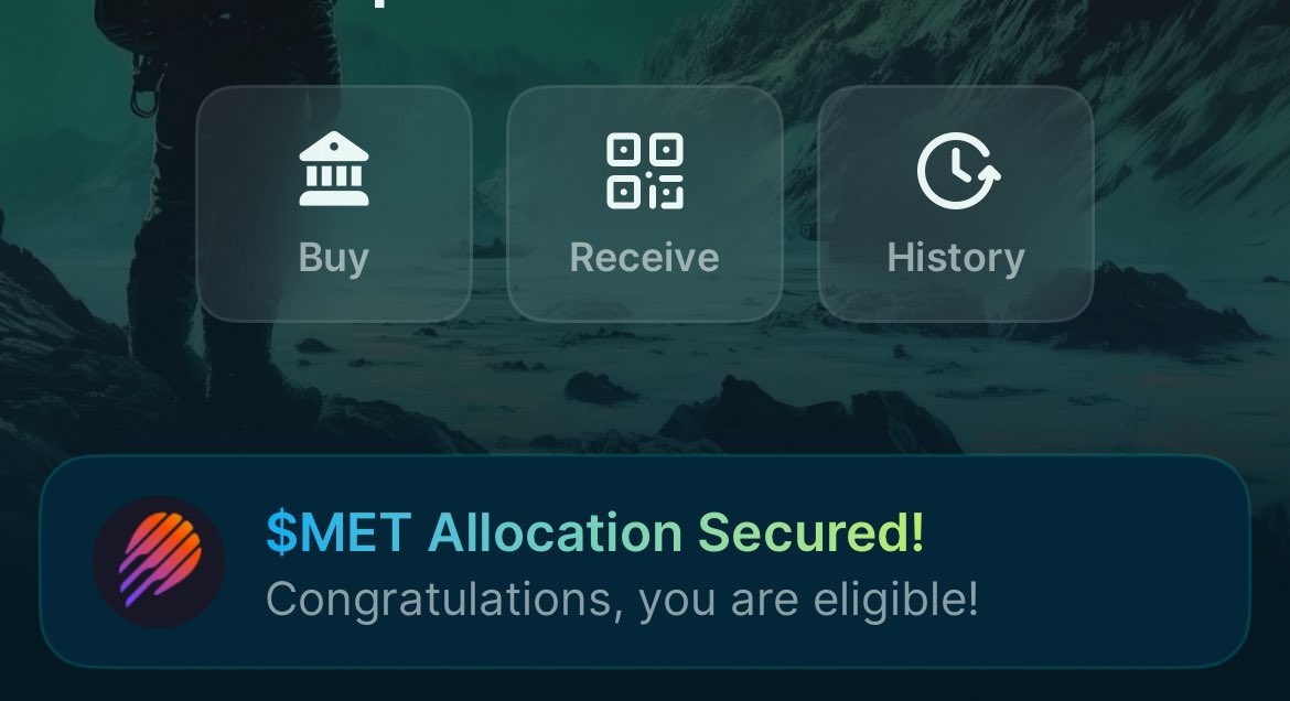 If you have Jupiter mobile wallet, go and check if you’re eligible for $MET airdrop 

Although official checker drops today by 12:00 UTC