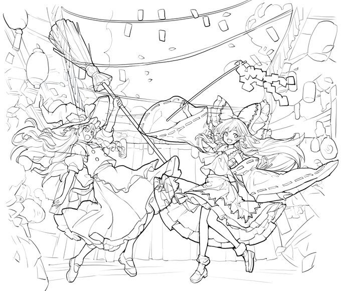 今回の例大祭カタログのラフ画B案 線画