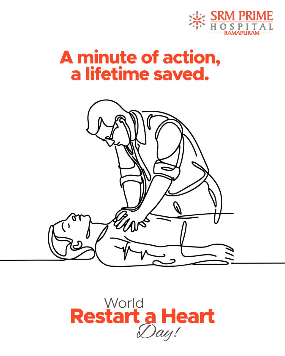 srmprime's tweet photo. This 𝗪𝗼𝗿𝗹𝗱 𝗥𝗲𝘀𝘁𝗮𝗿𝘁 𝗮 𝗛𝗲𝗮𝗿𝘁 𝗗𝗮𝘆, let’s remember, cardiac arrest can happen anywhere, anytime. Knowing how to perform CPR can make the difference between life and loss. 

For appointments, call 044-3545 3545.

#SRMPrimeHospital #WorldRestartAHeartDay https://t.co/LoCmiwQk6w