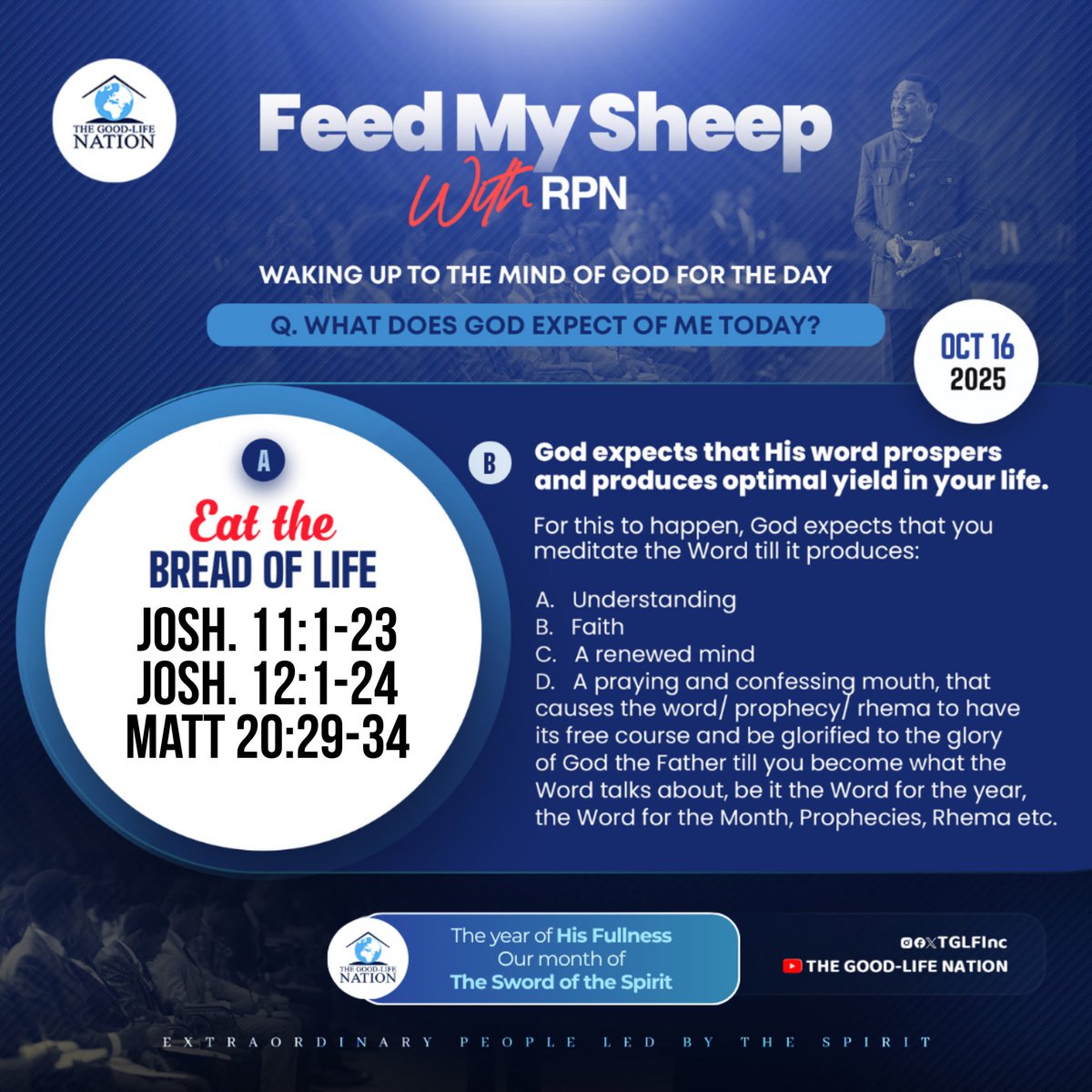 Give time to God's Word; be ready to learn God's word, pay any price to learn it. -RPN

#BreadOfLifeWithRPN