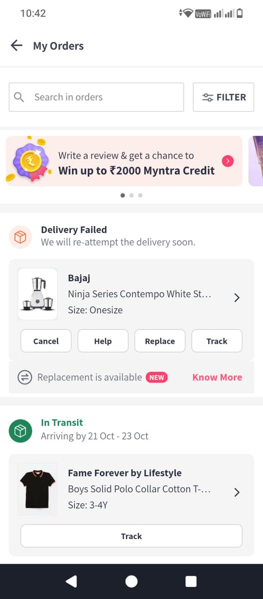 Birendra1610's tweet photo. @myntra @MyntraSupport  order wasn’t delivered even though I got a “delivery failed” message. The delivery boy didn’t attempt home delivery and asked me to come 2 km away to collect the order. Please look into this and ensure proper doorstep delivery. #MyntraServiceIssue https://t.co/uzMMHWEiEh