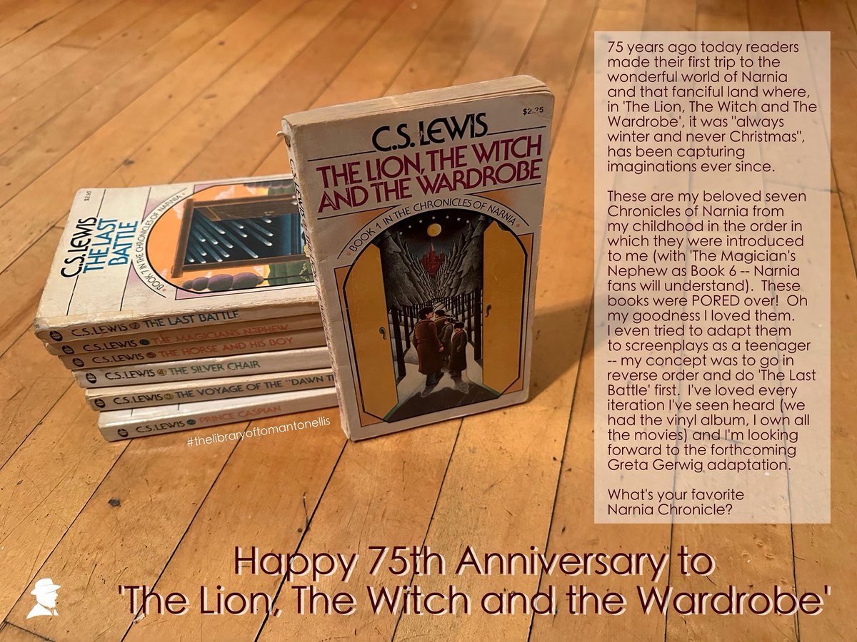Happy 75th Anniversary to ‘The Lion, The Witch &amp; the Wardrobe’ - The Chronicles of Narnia!

For more on the massive impact the #CSLewis #narnia book series had on me, zoom in on the text in the pic or visit my other social media w/out char. limits &amp; w/ less AI issues (IG/FB/LIn)