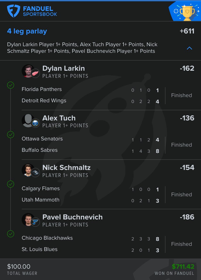 +611 NHL POINT PARLAY ✅🤑

4 guys, 4 points — smooth as ice 🧊

The HQ's locked in across every sport 🚀

🔗 JoinRocketHQ.com