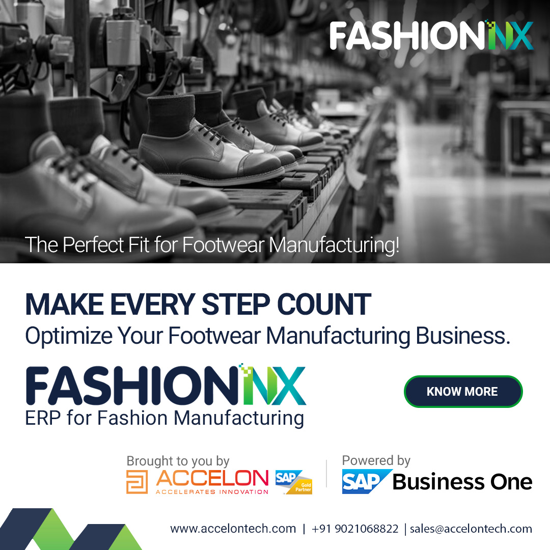 accelon's tweet image. 👟 Boost Productivity & Profits with FashionNX ERP for Footwear Manufacturing!
Tailored for footwear manufacturers, FashionNX helps you:
✅ Reduce production lead time
✅ Track inventory & avoid stockouts
✅ Improve product quality & compliance
Whether you're producing sports…