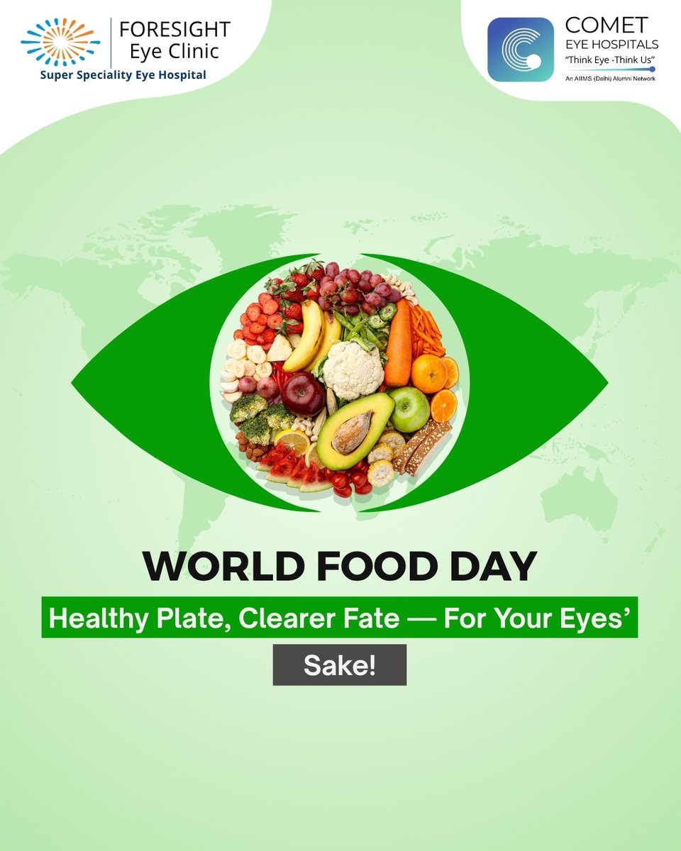 ForesightEye's tweet photo. Eyes love what nature grows! Celebrate World Food Day with leafy greens, citrus fruits, and vibrant veggies that fuel your focus and sharpen your world.

#worldfoodday #nutritionforvision #eyecare #eatwelllivewell #wellness #foresighteyeclinic https://t.co/i3YItnHCNJ