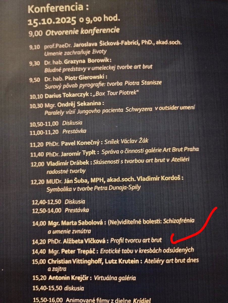 AlbetaV's tweet image. Mezinárodní konference ART BRUT
Bratislava, Galerie Umelka
Bylo mi ctí