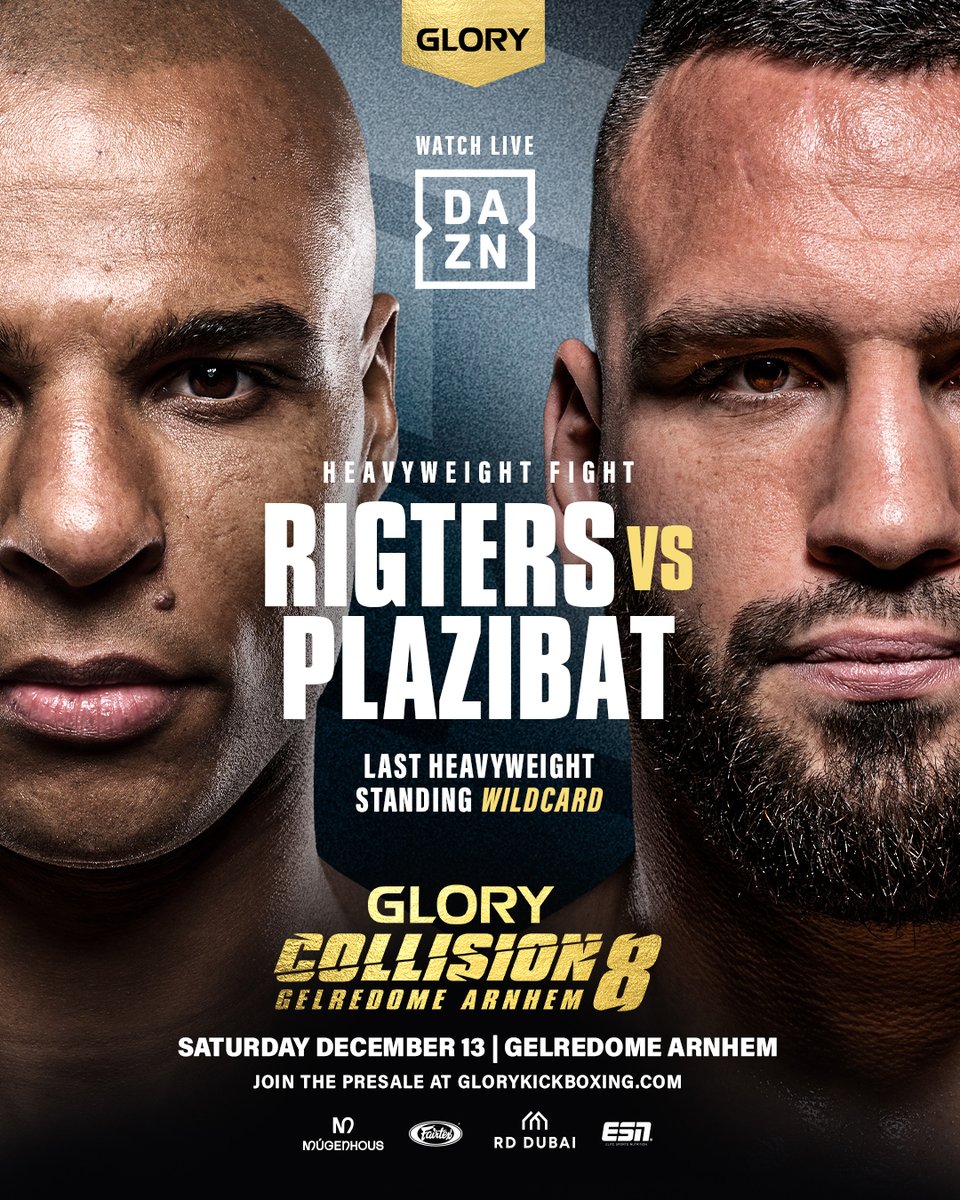 BREAKING: Levi Rigters and Antonio Plazibat headline #COLLISION8 in a Last Heavyweight Standing wildcard eliminator! 

Register for the presale now at glorykickboxing.com 

#COLLISION8 l DECEMBER 13 l JOIN THE PRESALE