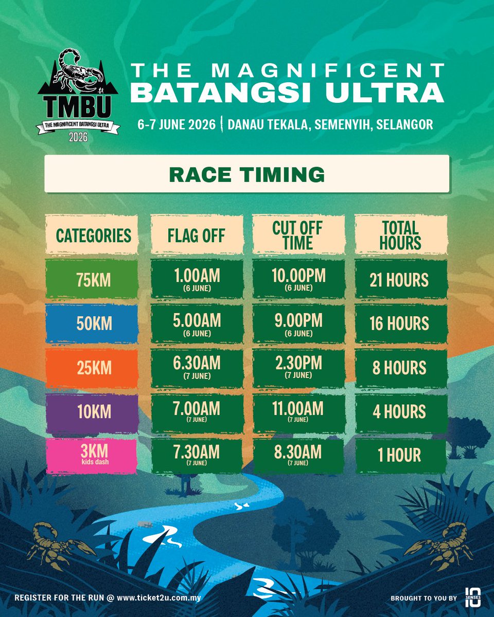 batangsi's tweet photo. The Magnificent Batangsi Ultra
Get ready to conquer the wild at The Magnificent Batangsi Ultra 2026 — happening on 6–7 June 2026 at Danau Tekala, Semenyih, Selangor. https://t.co/fE0qTNtTLO