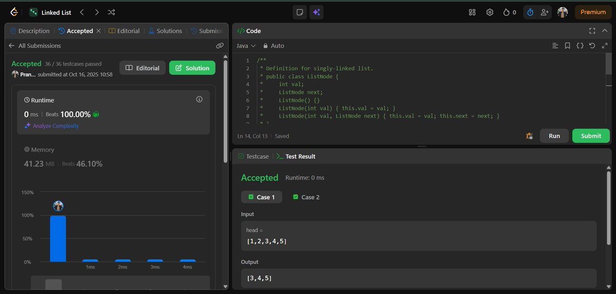 Pranshujoshi__'s tweet image. Today&apos;s DSA Question  based on LL✅

#coding #LeetCode