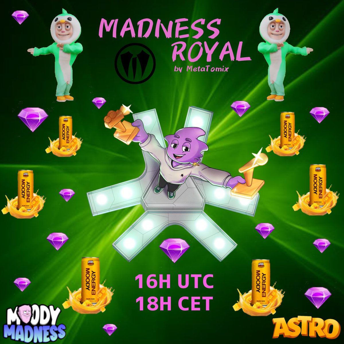 🏁Madness Royal Tournament  Edition 13!🏁

It’s time for another round of pure madness on my stream on <a href="/AbstractChain/">Abstract</a> 🔥
Crazy races, wild moments, and prizes flying everywhere 🎁

👑 The champion takes home 1 exclusive Astro NFT 🎉 Plus, live giveaways for everyone watching!