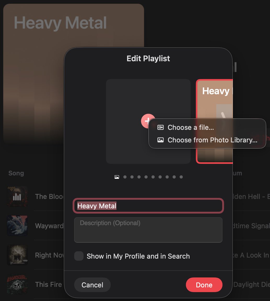 Missed opportunity. Add an option to generate playlist image with Apple Intelligence. <a href="/Apple/">Apple</a>