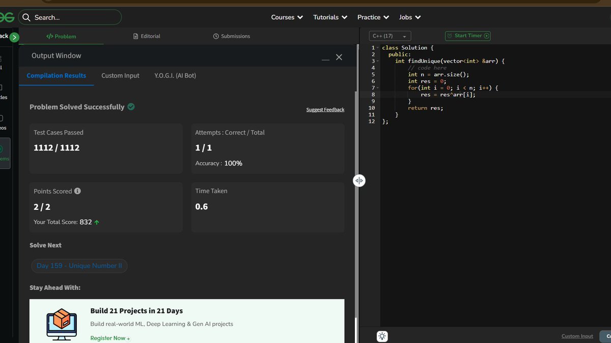 SealRishita's tweet image. Day 129 of GFG 160 Days Challenge
Problem-
&gt;&gt;Unique Number I
&gt;&gt;Unique Number II
@geeksforgeeks #CodingJourney