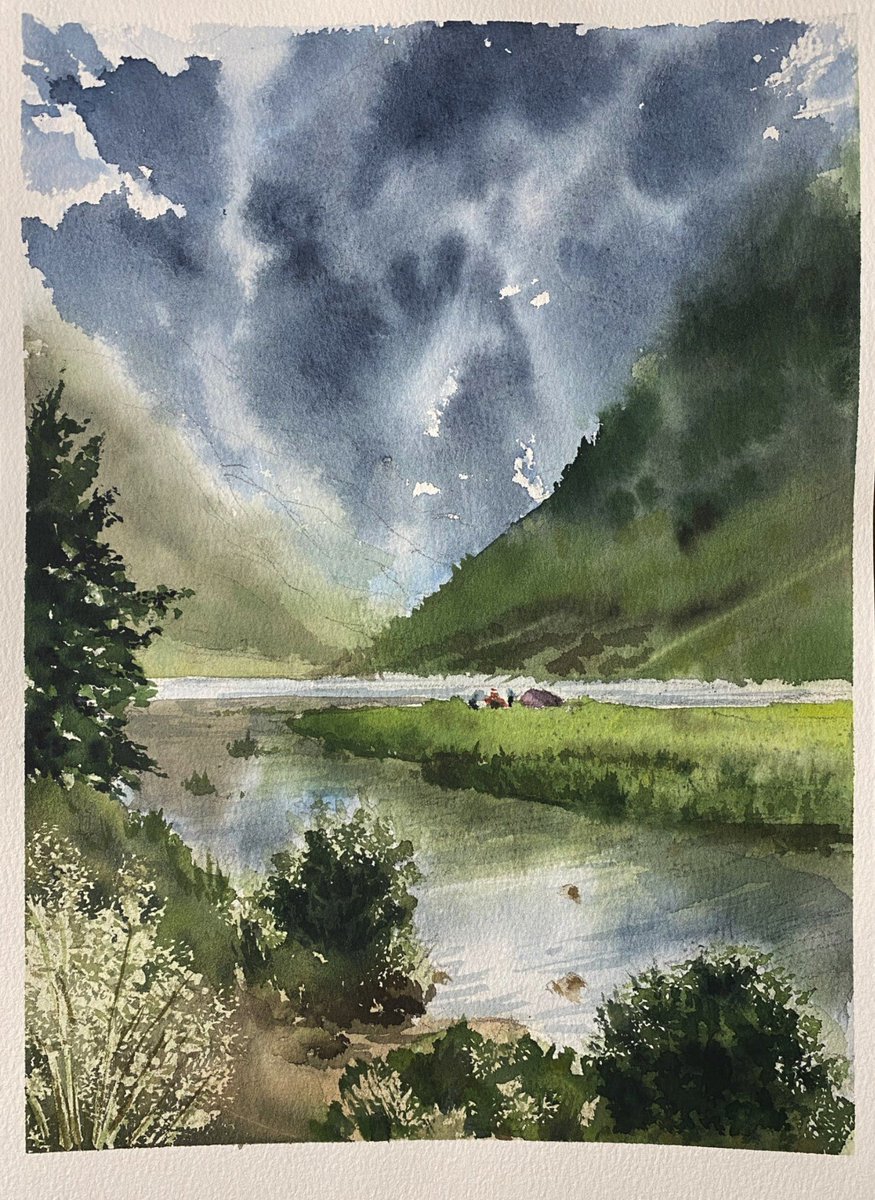 sen_tidn's tweet image. #art #watercolor #watercolour #illustration #traditional #sketch #landscape