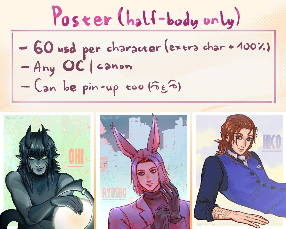 polosachi's tweet photo. [EMERGENCY COMMS] 
🙏 RT appreciated!

Unexpected dental works drained my savings and I still need to maintain rent and life events ;-; 

More options are below!

Note: I'll be able to start working from November; so for first 2 people I'll give a discount of 10% from the price* https://t.co/3NJ2mtZXvn