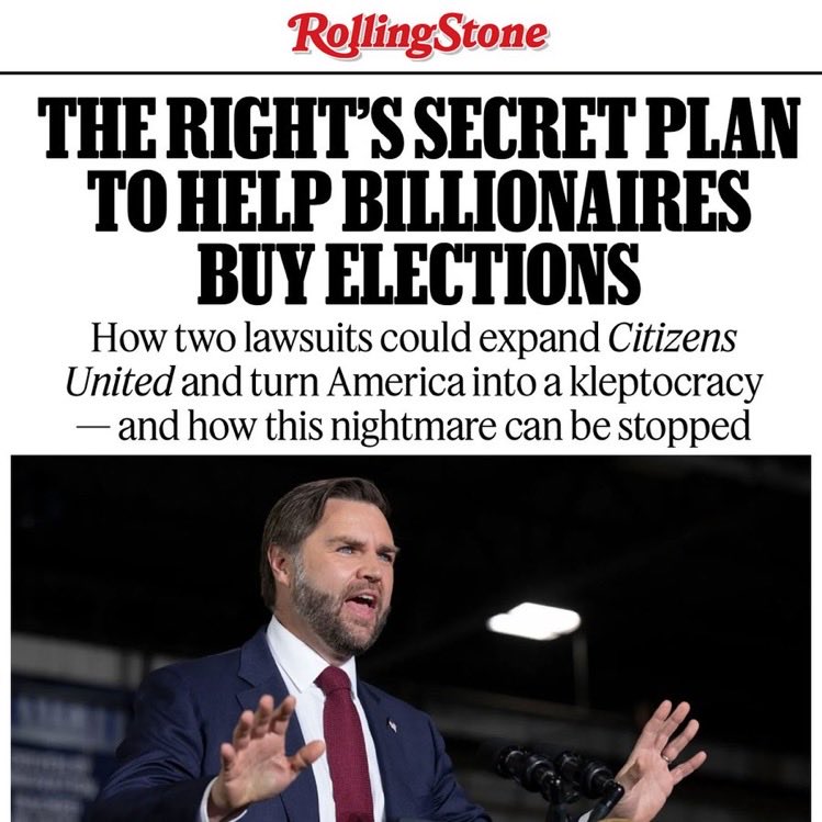 .<a href="/JDVance/">JD Vance</a> is right now spearheading a case at the U.S. Supreme Court to eliminate all remaining anti-corruption laws — and nobody in media that he’s granting interviews to has even bothered to ask him a single question about this case that’s now unfolding as you read this tweet.