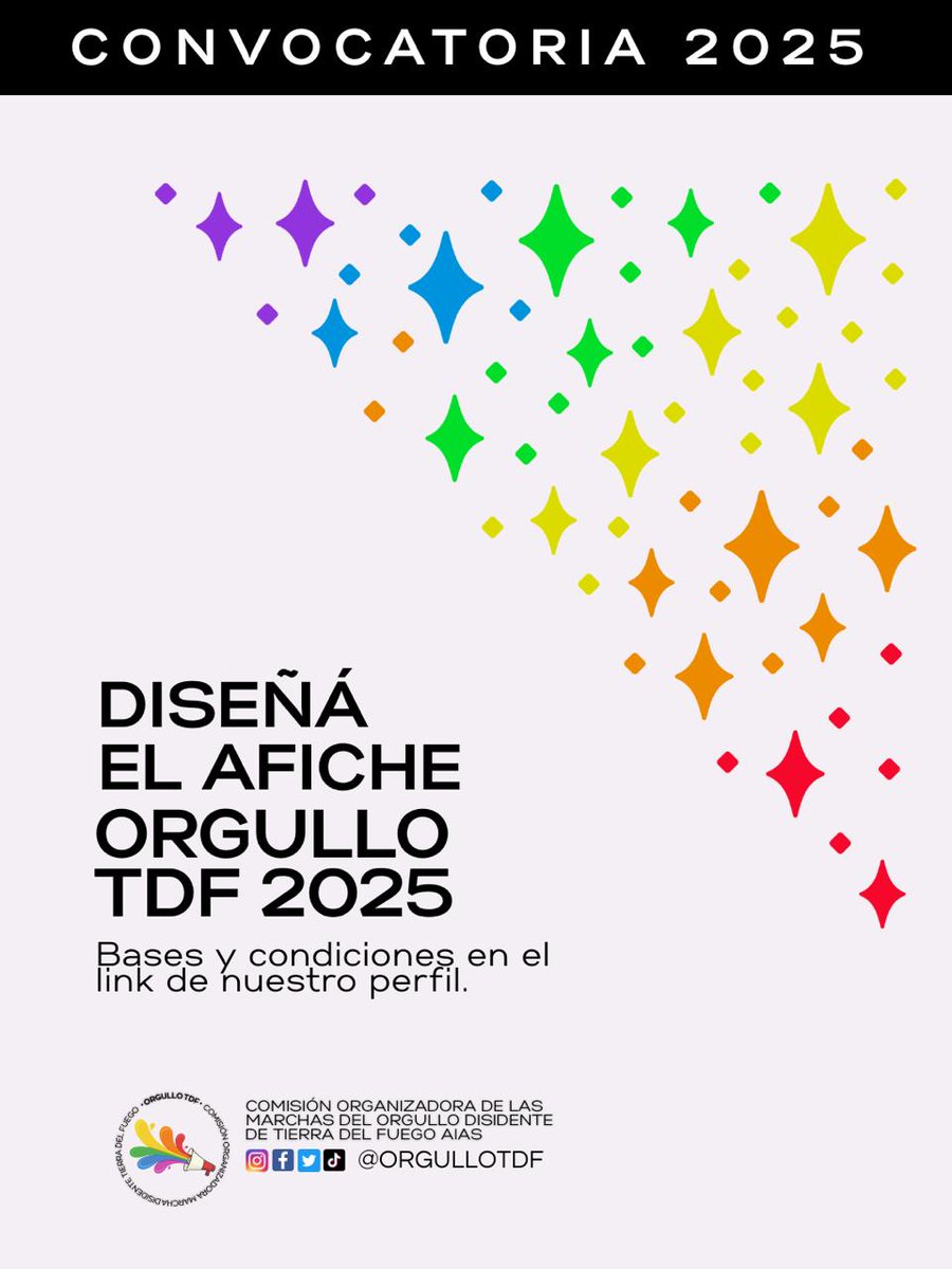 OrgulloTdf's tweet image. 🏳️‍🌈MARCHA DEL ORGULLO TDF 2025 🏳️‍⚧️

🗓️08/11 RIO GRANDE 
🗓️15/11 USHUAIA 

Convocatoria a diseñar afiche👇
instagram.com/p/DP1fAf1DTc-/…

#OrgulloTDF #MarchaDelOrgullo #Ushuaia #RioGrande #TierraDelFuego