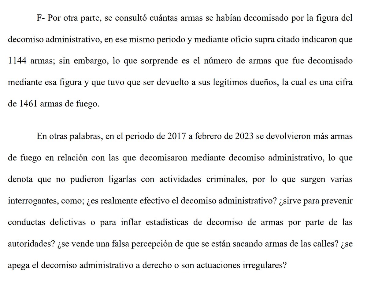 Los datos que nunca cuenta Claudia Dobles de los megaoperativos PAC. Fueron un fracaso. Inflaron las estadísticas decomisando armas LEGALES y lo vendían como si fueran decomisos de armas ILEGALES. Así nos vendieron la idea que estaban haciendo algo por la seguridad, una completa