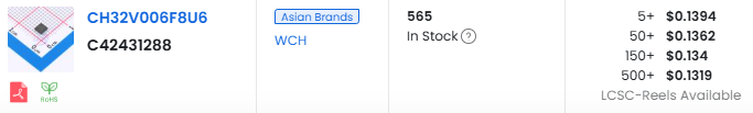 CH32V006がLCSCでゲロ安だ！👀
#CH32V006 #JLCPCB #LCSC #RISCV