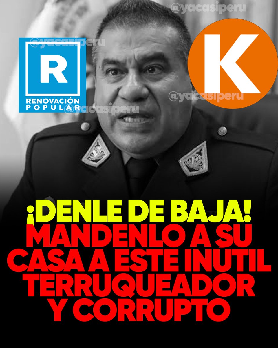¡DENLE DE BAJA A ESTE TERRUQUEADOR!
"Policía" INUTIL e INSERVIBLE. Con este sujeto al mando de la Policia se TRIPLICÓ la delincuencia. NO TIENE NINGUNA ESTRATEGIA CONTRA EL CRIMEN. LARGATE INUTIL!

Tags: Generación Z  Protesta #merinazo #Marcha15Octubre Abancay