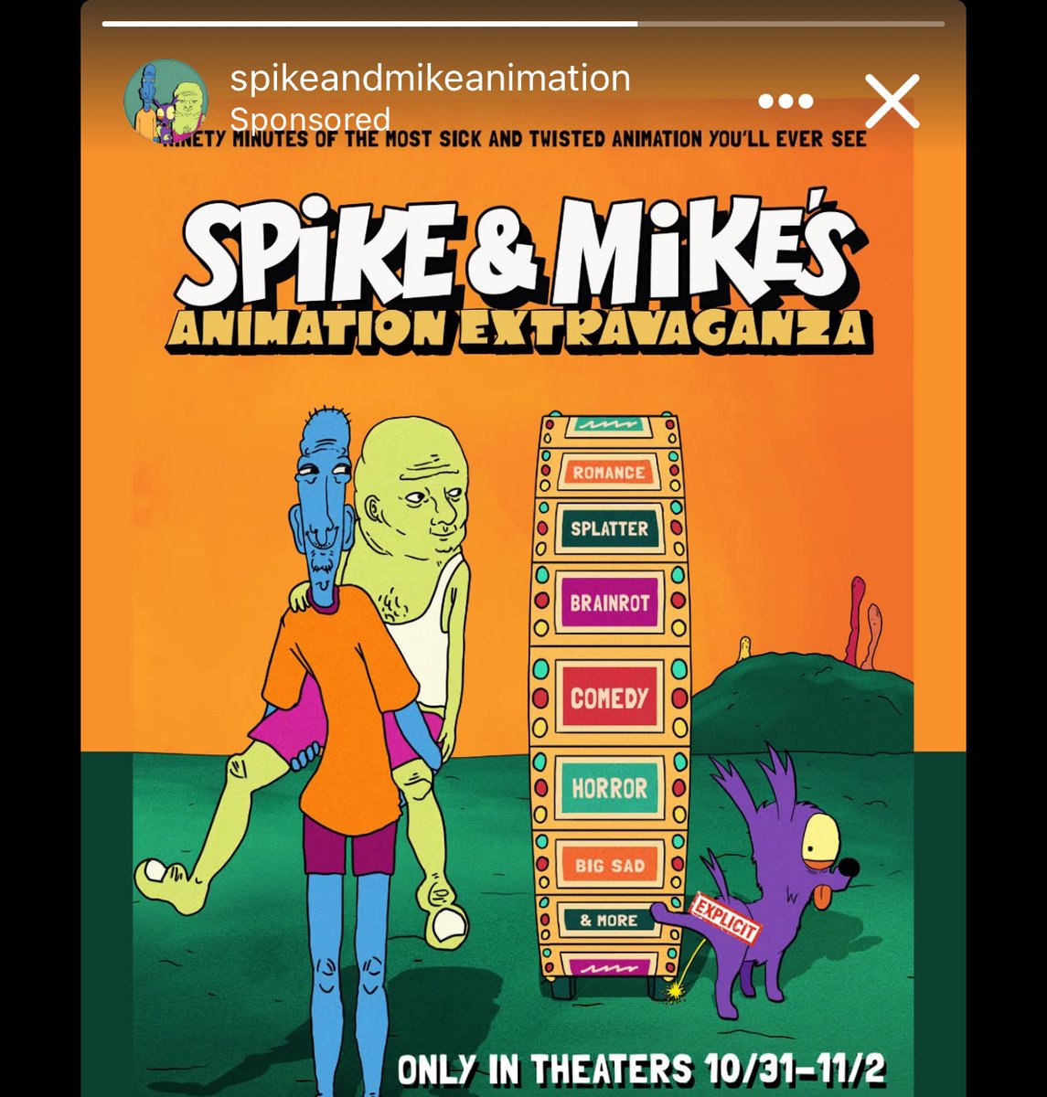 jeff_underscore's tweet photo. @SpikeEskin Someone’s trying to get into your brand - “90 minutes of the most sick and twisted animation you’ll ever see” @RTRSPodcast https://t.co/jjoxV0ieCB