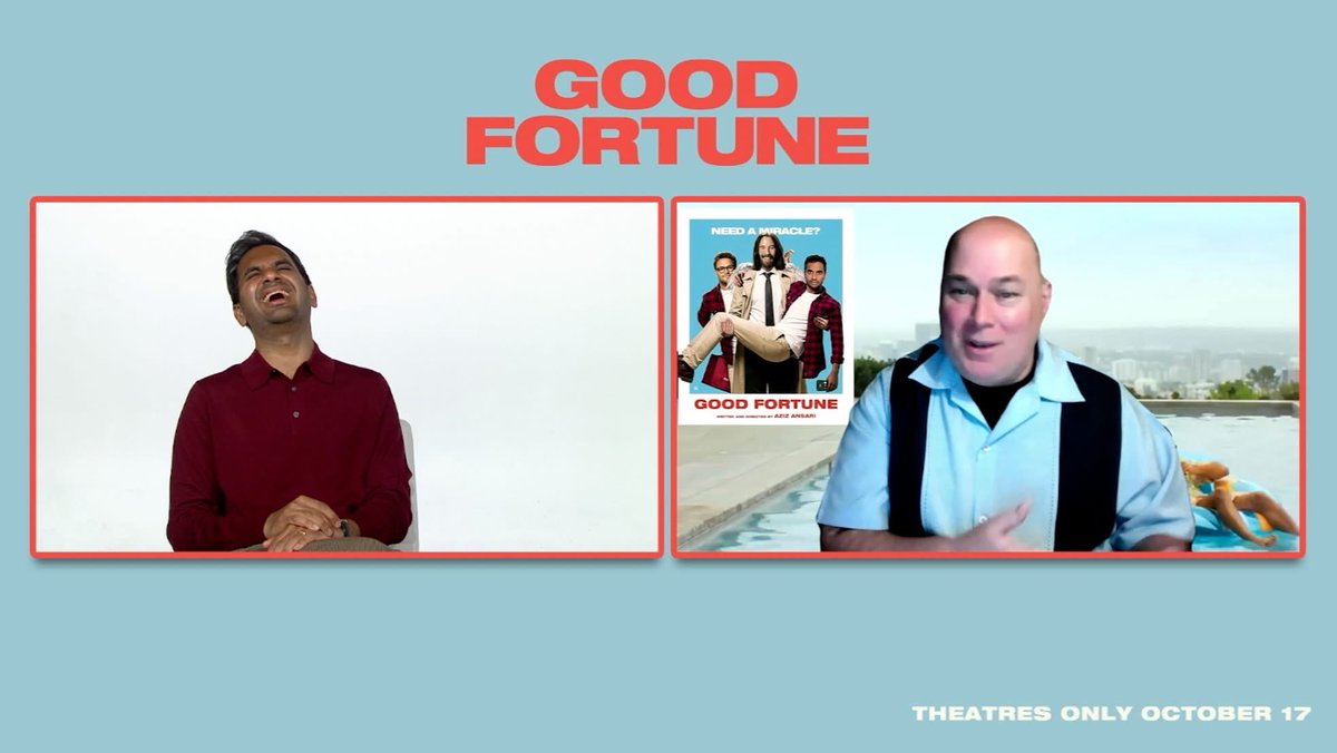 Always a good day when you make #azizansari laugh! Posting interview soon! Check out #GoodFortune - it's hilarious! In theaters this Friday! #KeanuReeves #SethRogen <a href="/GoodFortuneFilm/">Good Fortune</a> <a href="/VegasFilmCritic/">Jeffrey K. Howard</a>