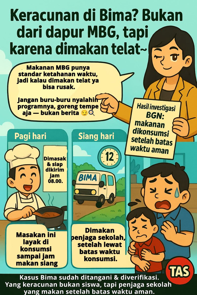 Kasus Bima udah diverifikasi, Bukan karena dapur MBG, tapi karena makanan dimakan lewat batas waktu aman Yuk, cek fakta dulu sebelum nyalahin programnya! #LanjutkanMBG 
. 
Yati Merokok Selingkuh #youtubedown Tzuyu #VSFashionShow TWICE LIGHTS UP VSFS #JG1stFMinAtlanta