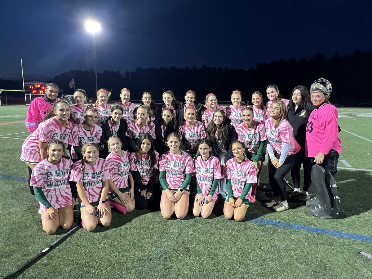 NashobaFH's tweet photo. Tonight was about more than field hockey. 🎗️It was about the people we play for. 💗 Those who’ve fought, are fighting, and those we’ve lost. Grateful to have our MS &amp; youth teams with us. Maddie Henry earns the stick for doing whatever the team needs.  #PlayForaCause https://t.co/wvty9bwkuT