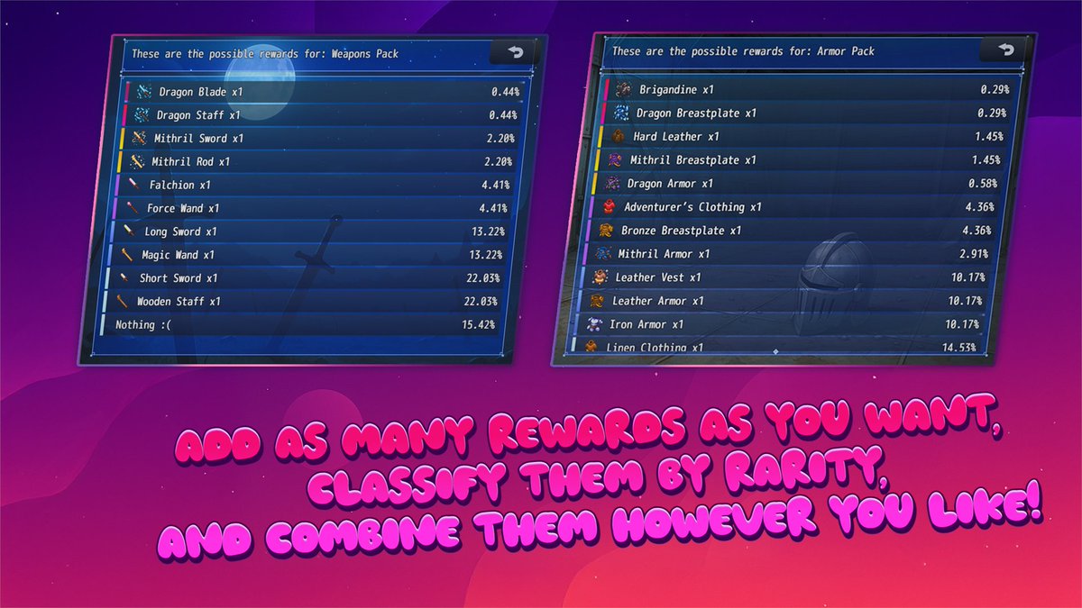 RPGMakerSeries's tweet image. 🎲 New Plugin DLC! 💎
[UNDERMAX - Easy Gacha System Plugin]for #RPGMakerMZ lets you create a gacha system using in-game currency to draw random items, gear, or characters!
MZ: store.steampowered.com/app/4074440/RP…
 Store: store.rpgmakerofficial.com/products/under…
 Tutorial: youtu.be/UfjUVnq8aVA