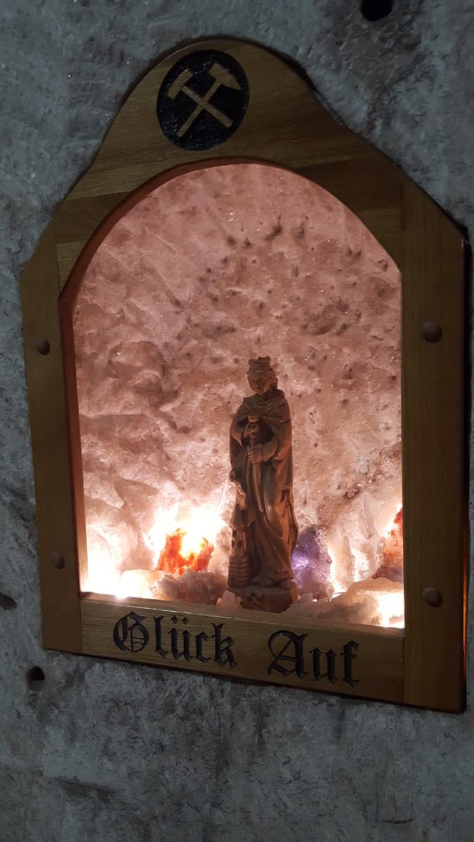 owenbroadcast's tweet image. apparently, as patron saint of miners, some underground workers install these very aesthetic saint barbara shrines for protection: