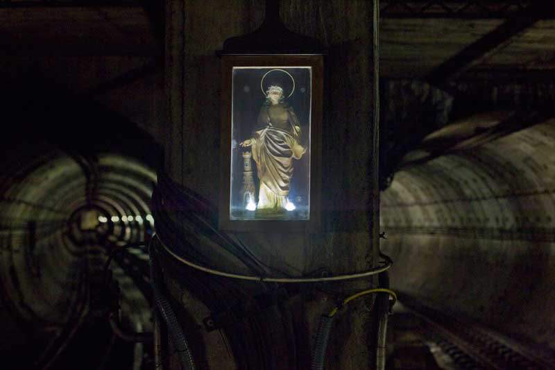 owenbroadcast's tweet image. apparently, as patron saint of miners, some underground workers install these very aesthetic saint barbara shrines for protection: