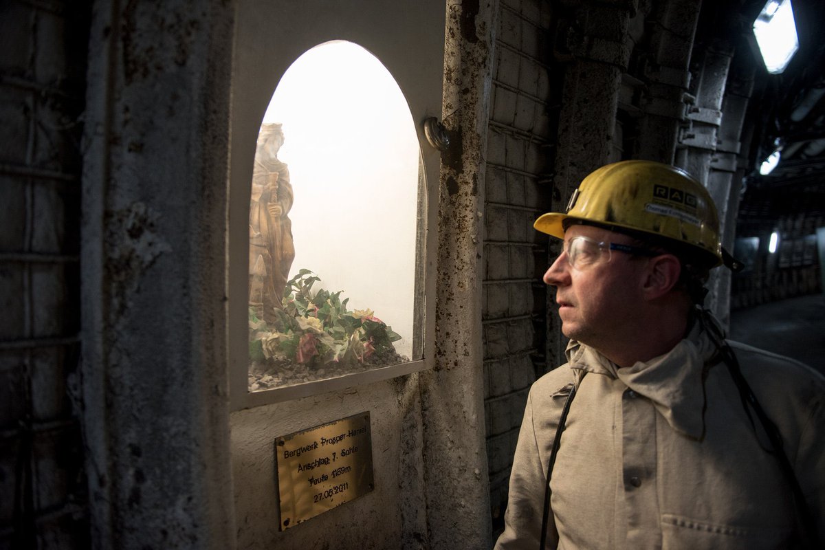 owenbroadcast's tweet image. apparently, as patron saint of miners, some underground workers install these very aesthetic saint barbara shrines for protection: