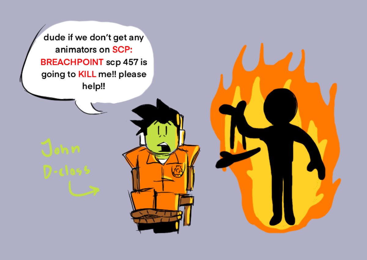 A special message from my friend John D-Class!
 
SCP: Breachpoint is in need of 3D animators and modelers! Please contact me through DMs or on Discord if you feel so inclined to!

 My Discord is “nendotendo”
#SCPfoundation #scpf #RobloxDev #homicidalporkchops